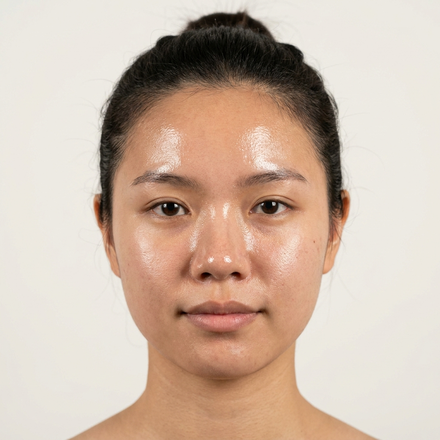 Before: oily, shiny skin